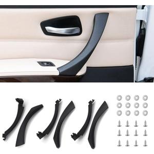 FEXON Inner and Outer Door Panel Pull Handle Trim Cover 3 Pair Replacement for BMW E90 E91 E92 E93 3 Series 323 325 328 330 335 Black
