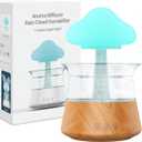 Rain Water Drop Humidifier - Mushroom Cloud Lamp Humidifier, Essential Oil Diffusers, 300ml White Noise Aromatherapy Diffusers with 7 Colors Cloud Lights for Home, Large Room, Office - Wood Grain