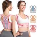 Fit Geno Posture Corrector for Women: Adjustable Lightweight Upper Back Brace for Neck Shoulder & Upper Back Pain Relief - Improve Posture Correct Hunchback Slouching Kyphosis Invisible Under Clothes (XS/S Under Bust 26"-37") (X-Small/Small, Pink)