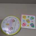 8 1/2" Pastel Happy Easter Disposable Round Paper Dinner Plates - Pack Of 12, 8 Plates Per Pack,  And Napkins Pack Of 16, 16 Napkins Per Pack