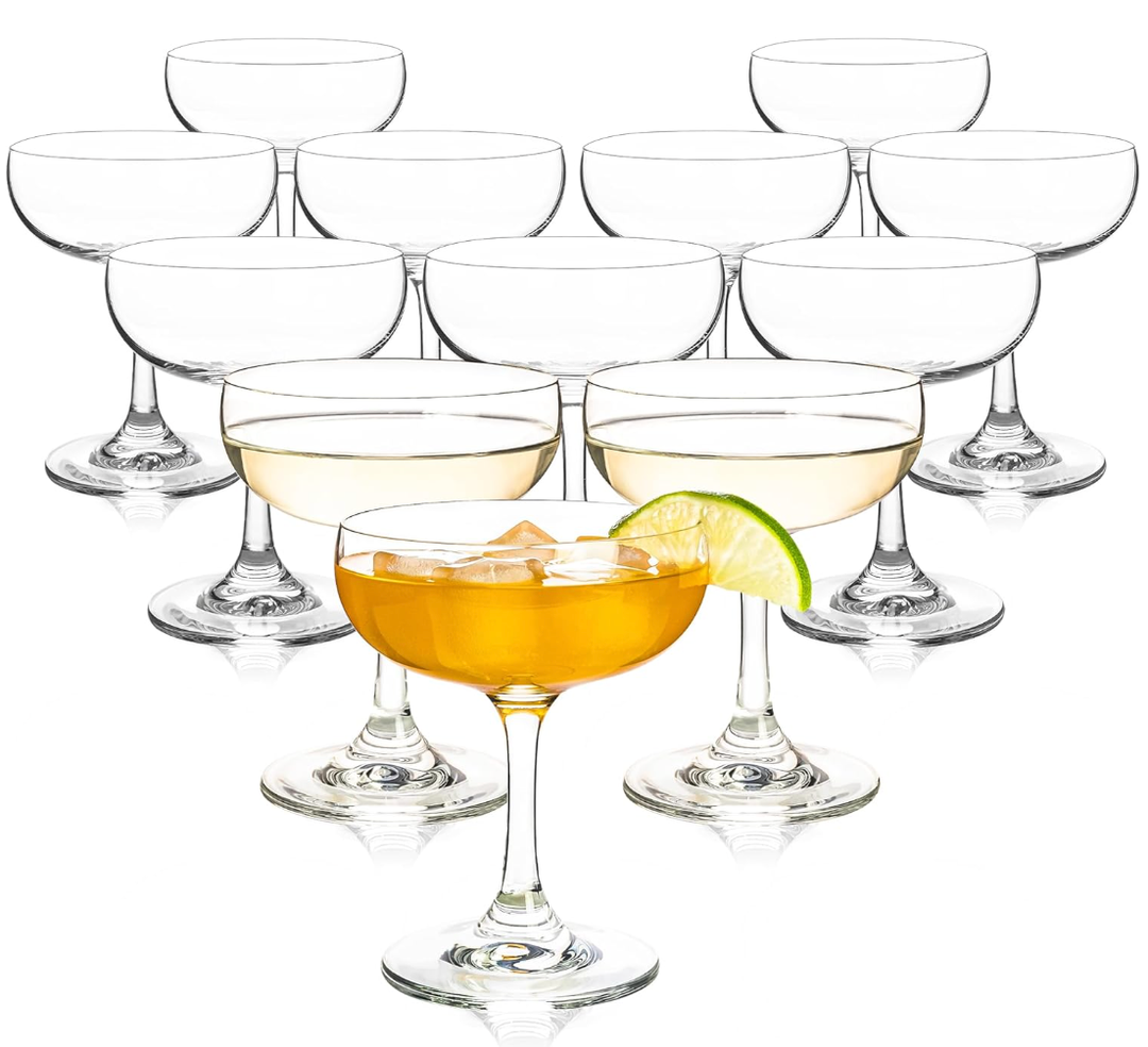 HAKEEMI Champagne Glasses Set of 127oz Elegant Coupe Glasses, Crystal Cocktail Glasses for Martini, Champagne, Desserts, Home Bar, Wedding, and Party (10 PCS)