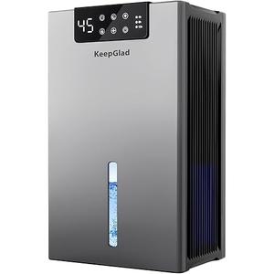 Dehumidifier, 98OZ Dehumidifiers for Home(1000sq.ft), Humidity Display Dehumidifier for Basement Bathroom Bedroom, Auto Shut Off, Washable Filter, Drain Hose, Timer, 7 Ambient Lights, Gray