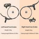 Zoom HB876 4-Pistons Hydraulic Disc Brakes Set, Black, Left Front 850mm, Suitable for Mountain Bikes and Fat Bikes