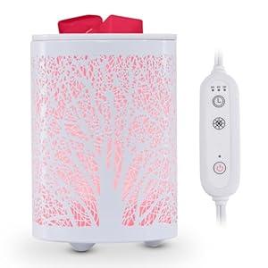 Enaroma White Tree Electric Wax Melt Warmer with Timer, 7-Color LED Night Light – Flameless Scented Wax & Oil Diffuser for Home, Office, and Meditation Room Decor