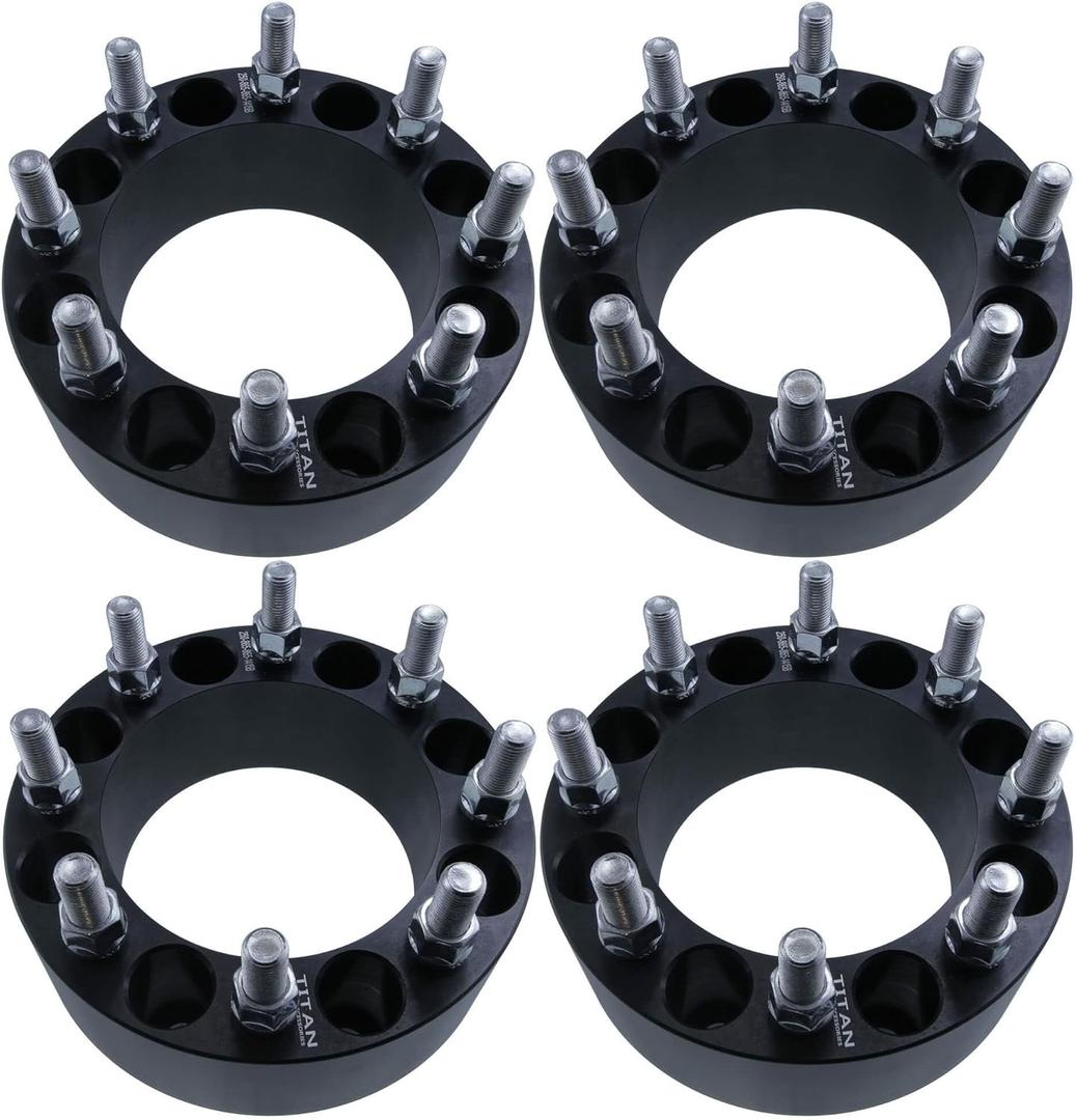 2" 8x180 Wheel Spacers - Wider Stance, Increased Clearance, Fits Chevy Silverado Fits GMC Sierra 2500 HD - 2 Inch (50mm), 8x180, 14x1.5 Studs - Set of 4 - Black