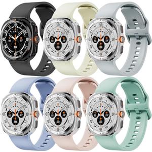 Sport Silicone Band for Samsung Galaxy Watch Ultra Bands 47mm for Men Women, Soft Breathable Waterproof Rubber Replacement Strap for Samsung Galaxy Ultra 2(2025)/Ultra(2024) Watch Band 47mm (01-Black/Starlight/Light Gray/Blue/Pink/Turquoise)