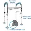FSA/HSA Eligible Toilet Safety Rails, Vaunn Deluxe Adjustable and Foldable Toilet Safety Frame, Bathroom Handrail Assist Grab Bar Handle