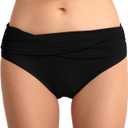 Women's Swimsuit Bikini Bottoms Full Coverage Ruched Bathing Suit Bottom (Black, M)