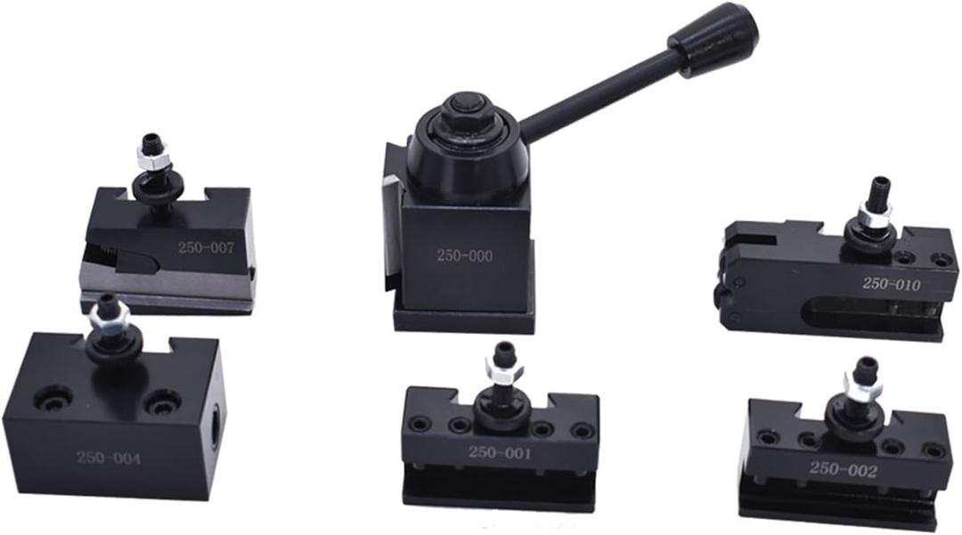 OXA Tool Post Set 250-000 Wedge Type Quick Change Tool Post Set 8 Inch Swing Dia 6Pcs