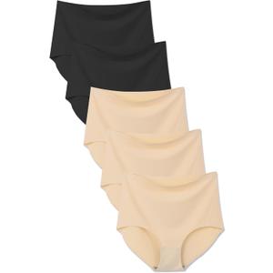 Bolivelan 5 Pack Women's Seamless Hipster Panties Invisible High Waist No Show Ladies Bikini Underwear (8)