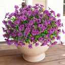 16 Bundles Artificial Flowers for Outdoors Fake Flowers, Purple | UV resistant, silk flowers, realistic faux plants for outdoor planter, window box porch patio garden home outside decor
