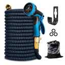 Kotto Garden Hose 100 ft, Kink Free Flexible Water Hose with 10-Pattern Spray Nozzle, Lightweight Hose Pipe, Leak Proof, 3/4" Swivel Connectors, Super Fabric, Portable Storage Strap
