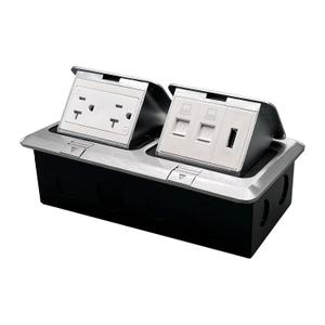 Pop Up Floor Outlet with Sockets and LAN, HDMI, 20 Amp Stainless Steel TR Receptacle Outlet