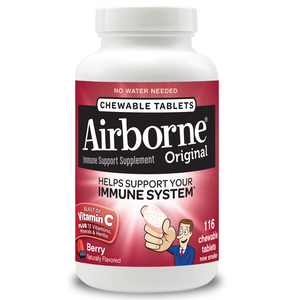 Airborne Vitamin C 1000mg (per Serving) - Very Berry Chewable Tablets (116 Count in a Bottle), Gluten-Free Immune Support Supplement, with Vitamins A C E, Zinc, Selenium, Ginger, Antioxidants (Best Before 05/2021)