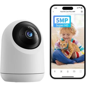 SwitchBot 3K/5MP Indoor Camera - Pan/Tilt Baby & Pet Monitor, 2.4G Wi-Fi, Night Vision, 2-Way Audio, 360 Tracking, Privacy Mode, Alexa, Cloud & SD Storage.