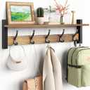 Optish Coat Rack Wall Mount with Shelf, 24 Inch Coat Hanger Walls Mounted, Hat Rack for Walls, Shelf with 5 Coat Hooks, Wall Hanger for Entryway (Brown)
