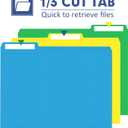 File Folder, PANDRI 220 Pack Colored File Folder, 1/3 Cut Tabs, Letter Size, Assorted 6 Colors Filing Folder for Office School Business