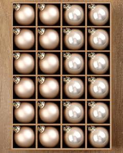 Syhood 24 Pcs Christmas Glass Ball Ornaments Set 2.36" Hanging Glass Bulbs with Loop Hanging String for Christmas Tree Decoration for Holiday Xmas Tree Gifts Home Decor (Champagne)