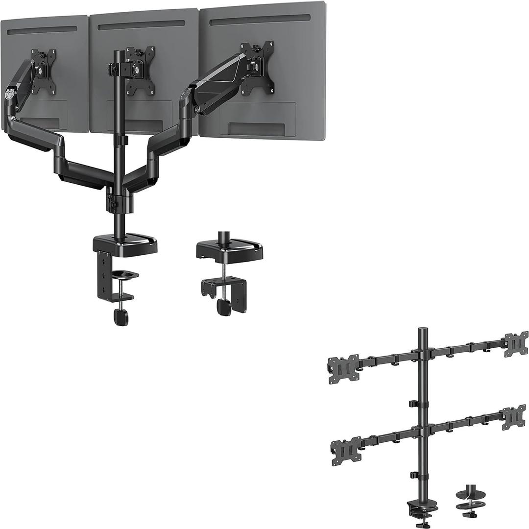 MOUNTUP Quad Monitor Stand, 4 Monitor Desk Mount for 13 to 32 inch Computer Screens + MOUNTUP Triple Monitor Desk Mount, 3 Monitor Stand for Three Max 27 Inch Computer Screen MOUNTUP Quad Monitor Stand, 4 Monitor Desk Mount for 13 to 32 inch Computer Screens + MOUNTUP Triple Monitor Desk Mount, 3 Monitor Stand for Three Max 27 Inch Computer Screen