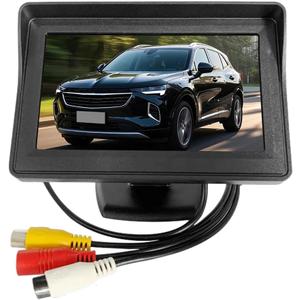 YoRise 4.3 Inch TFT LCD Car Color Parking Aid System Monitor Display, DC 12V Automotive Rearview Reverse Camera, Universal Car LED Backup Monitor Screen for Cars/Trucks/SUVs (Black)