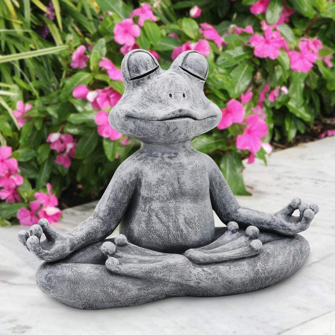 Goodeco 12.5" L10" H Meditating Yoga Frog Statue - Gifts for Women/Mom, Zen Garden Frog Figurines for Home and Garden Decor, Frog Decorations Gift Ideas, Frog Gifts for Women