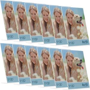 Set of 12 Snap - 8x10 Clear Acrylic Self Standing Photo Frames - Perfect for Showcasing Memories in Style - Versatile and Durable Design for Home or Office Dcor - Rectangular TableTop - Single Picture Frame
