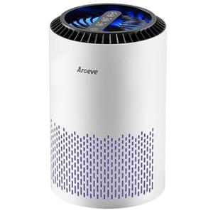 AROEVE Air Purifiers for Bedroom Home, Air Purifier For Smoke Pollen Dander Hair Smell Air Cleaner with Sleep Mode Speed Control For Bedroom Office, MK01- White