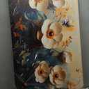 GYJAGHL 3D Canvas Wall Art, White with Orange Peony Flower, Textured Oil Painting Style, Framed Abstract Floral Wall Art for Living Room Decor White Orange Yellow Modern Daisy Artwork Canvas Prints Bedroom Kitchen Office Modern Painting Home Decor 20" x 40"