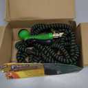 Flexi Hose with 8 Function Nozzle, 75FT - Lightweight Expandable Garden Hose, No-Kink Flexibility, 3/4 Inch Solid Brass Fittings and Double Latex Core - Black and Green