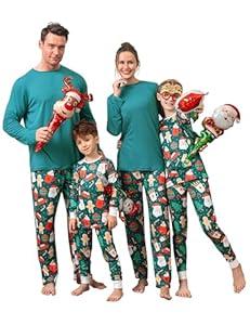 QUNISY Family Pajamas Christmas Matching Sets Xmas Family Pjs Set Couple Holiday Jammies Women/ Men Festival Sleepwear Adult and Kids Santa Men L