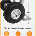 2 in 1 Hand Truck, 600 Lbs Capacity, Dolly Cart with Wheels 10" All-Terrain Tires, Heavy Duty Alloy Steel Dolly with Dual Handles, 2 Bungee Cord for Warehouse, Home, Office, Dormitory, Silver