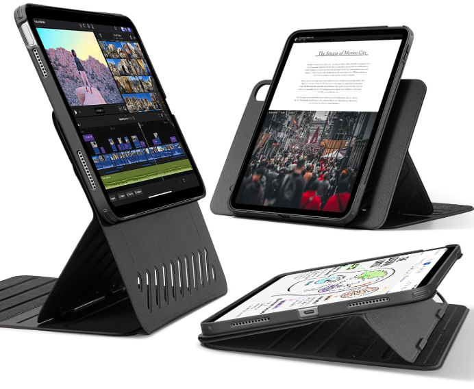 ESR for iPad A16 Case, iPad 11th/10th Generation Case (2025/2022), Removable Magnetic Cover, Adjustable Portrait/Landscape Stand with Raised Screen View, 9 Standing Angles, Black