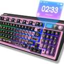 H98 Wireless Mechanical Keyboard,96-Key Hot-Swappable Wired Gaming Keyboard,Tri-Mode Bluetooth 5.0 2.4G USB-C,1.14" Color Screen,Double Knob,6000mAh,RGB,PBT Keycaps for PC Mac iPad-Black