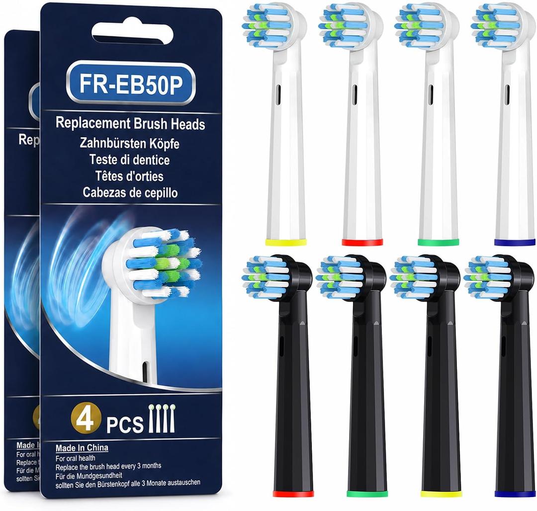 Replacement Heads Compatible with Oral-B Pro 1000, Soft Bristles, 8 Pack