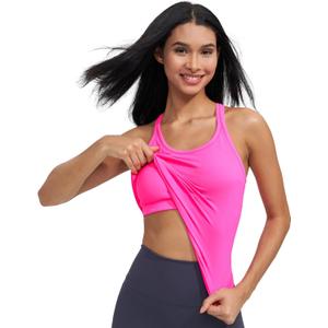 sphinx cat Womens Ribbed Workout Crop Tops with Built in Bra Yoga Racerback Tank Top Slim Fit (Pink, S)