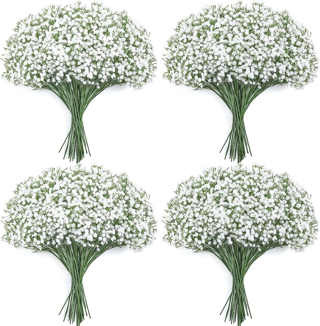 Babys Breath Artificial Flowers - 40PCS Real Touch White Gypsophila Bouquets for Floral Decoration, Wedding, Home, Party, and Garden
