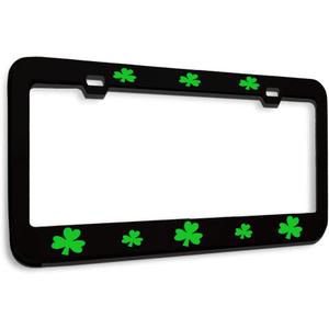 Metal License Plate Frame Shamrock Green Irish Ireland Metal Tag Holder Car Accessories Black 2 Holes 1 Frame