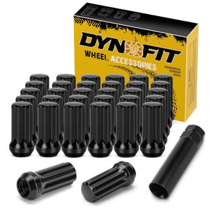 Dynofit 9/16"-18 Wheel Lug Nuts, 32pcs Closed End Spline Fuel Lugnuts Compatible With Dodge Ram 1500 2002-2010& Ram 2500 3500 1994-2011,Black Aftermarket Wheel Nut Include 1 Socket Key for 5&8 Lug Rim