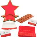 Crayola Color Pop Scarlet Red and Gold Star Party Supplies (12 Paper Plates, 12 Paper Straws, 12 Place cards, 24 Napkins) for Birthdays, Christmas, Graduations, Fourth of July (5CLP1013)