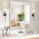 Koonmi White Rectangle Wall Mirror, 30x40 Inch Bathroom Mirror, Aluminum Frame Vanity Mirror for Entryway, Living Room, Bedroom Bathroom, Hangs Horizontally or Vertically