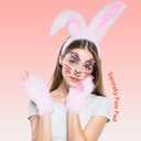 Christmas Reindeer Antlers Headband,Tail,Paws,Face Stickers, Halloween Festival Parties Dress up (Bunny White)