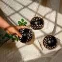 Decorative Orbs for Bowls and Vases, Set of 3, 4 inch Resin Round Sphere Balls, Leaf Pattern, for Living Room, Dining Room, Coffee Table Centerpiece Home Decor