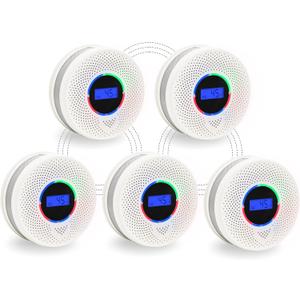Kesy Upgraded Smoke and Carbon Monoxide Detector 10-Year Lifespan, Dual Sensor Smoke Alarm & Carbon Monoxide Detector (White-5Pack)