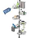 Corner Shower Caddy Tension Pole,Bathroom Shelf for Inside Shower Organizer
Adjustable 30-120’’ Storage, 6-Tier Shower Shelves, Rustproof Shower Rack with Towel Bar, Soap Dish & Toothbrush Holder