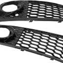 ApplianPar Left and Right Side Front Fog Light Lamp Grill Grille Cover RS4 Style Honeycomb Mesh Glossy for A4 B8 2008-2012 Black