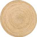 HOMEMONDE Handwoven Jute Area Rug - 5 feet Round Natural Yarn Loom Braided Rug - Eco-Friendly Boho Farmhouse Reversible Design for Bedroom, Living Room, and Kitchen