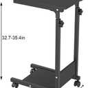 TigerDad Adjustable Height C Table Sofa Side Bedside Table with Wheels, Hospital Bed Table Rolling Tray with Storage, Mobile Computer Desk Laptop Table for Home Use, 22.1 in x 14.7 in x 35.4 in