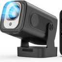 Auto Focus &1080PAlwtniet Mini Portable Projector, 4k Support Smart Proyector with Wifi and Bluetooth For Outdoor, 5W Speaker, Built in Apps,Home Theater, Bluetooth Movie Projector (Black)