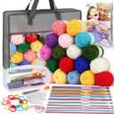 Aeelike Crochet Yarn for Crocheting, 1093 Yards Acrylic Yarn for Knitting,Full Crochet Kits for Beginners and Professionals, Aluminum Crochet Hooks, Instruction Book and Grey Storage Bag