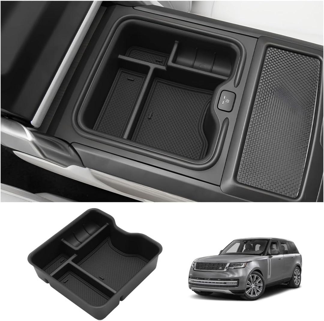 LUWU R Ange R Over Center Console Organizer Compatible with 2023 2024 2025 Land Rover R Ange R Over Vogue/Sport Accessories Armrest Console Organizer Armrest Organizer Insert Tray (w/Refrigerator)